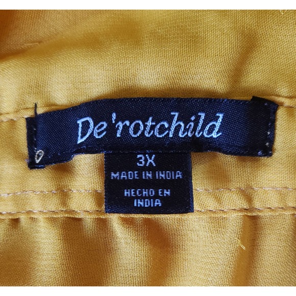 De'rotchild size 3XL yellow & black long sleeve button up blouse - Picture 5 of 6